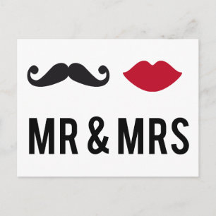 Carte Postale m. et mme avec moustache et lèvres rouges