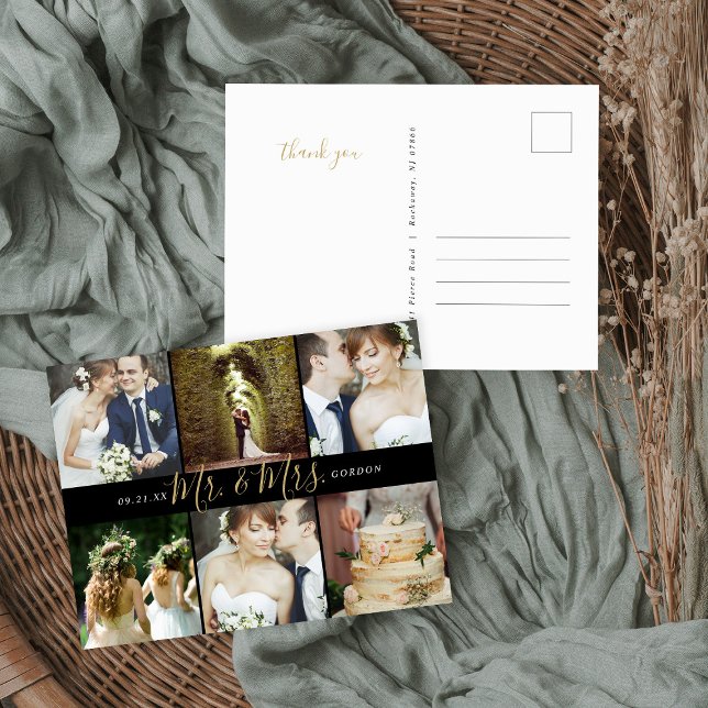 Carte Postale M. et Mme Photo Collage Mariage Merci (Créateur téléchargé)