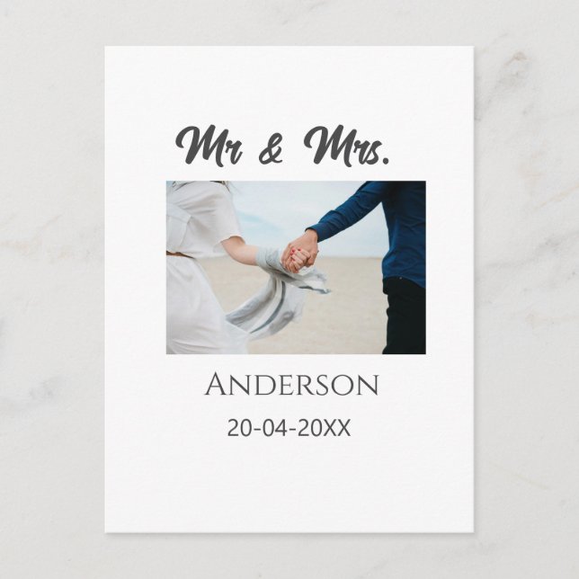 Carte Postale M. & Mme ajouter nom de famille date année mariage (Devant)