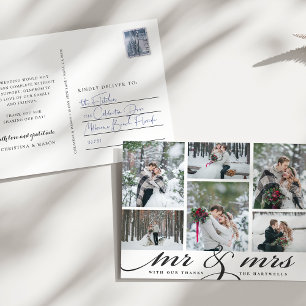 Carte Postale M. & Mme   Mariage Photo Collage Merci