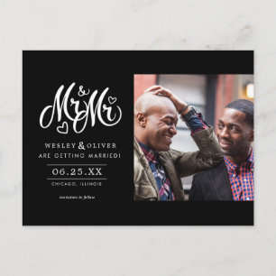 Carte Postale M. & Mr Script - Enregistrer la date avec la photo