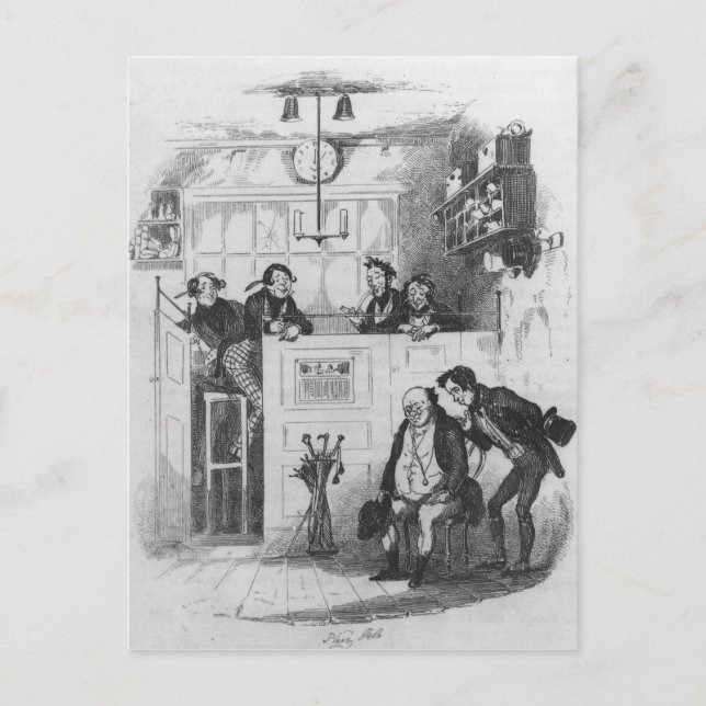 Carte Postale M. Pickwick et Sam dans le bureau de la mandataire (Devant)
