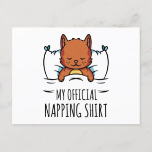 Carte Postale Ma chemise de sieste officielle avec Cat couché