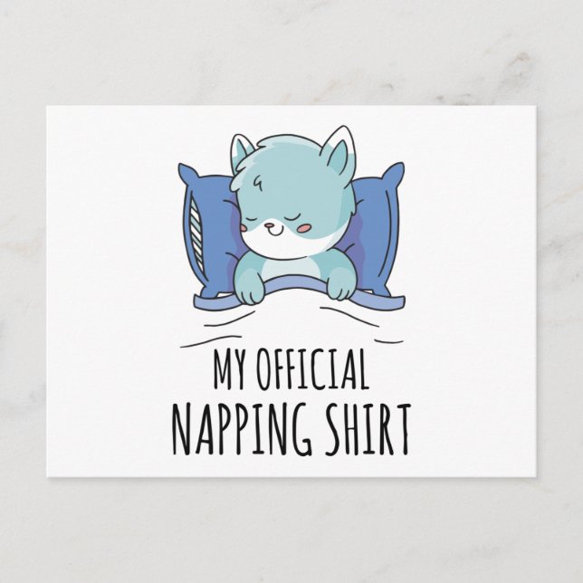 Carte Postale Ma chemise de sieste officielle avec Cat couché (Devant)
