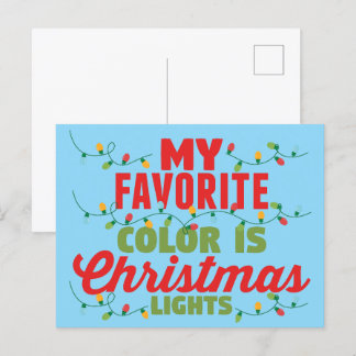 Carte Postale Ma couleur préférée est les lumières de Noël