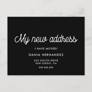Carte Postale Ma nouvelle adresse Retro déplacer faire-part noir