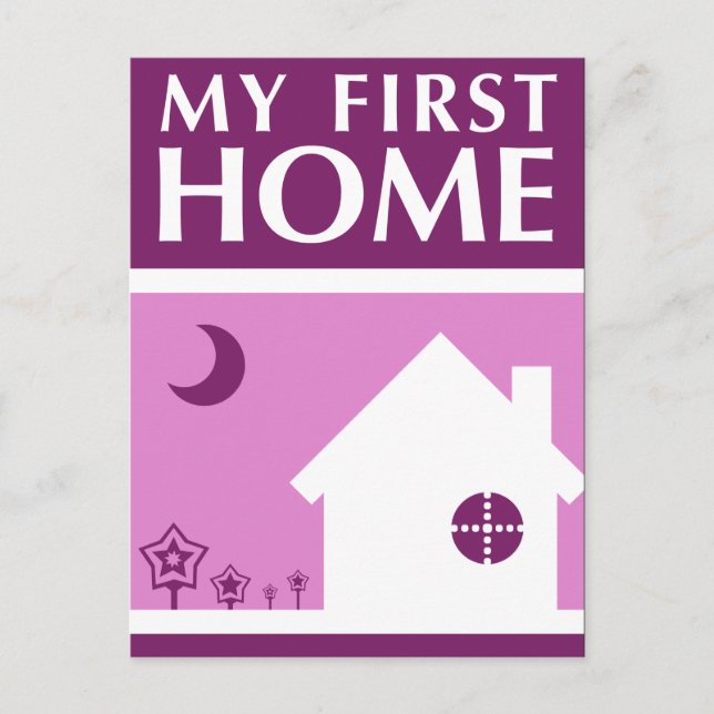 Carte Postale ma première maison (mod mauve) (Devant)