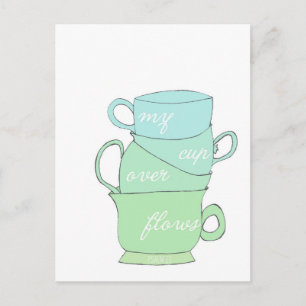 Carte Postale ma tasse déborde l'illustration de la tasse psaume