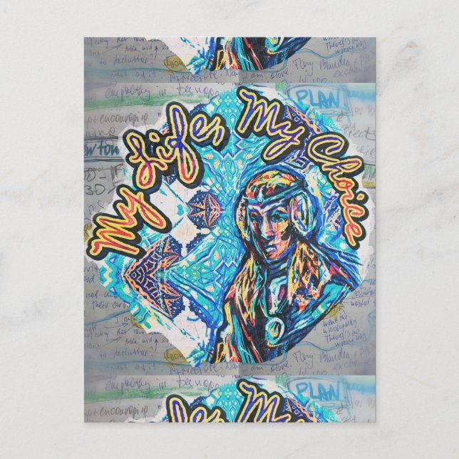 Carte Postale Ma Vie, Mon Choix. Femme princière et fractale (Devant)