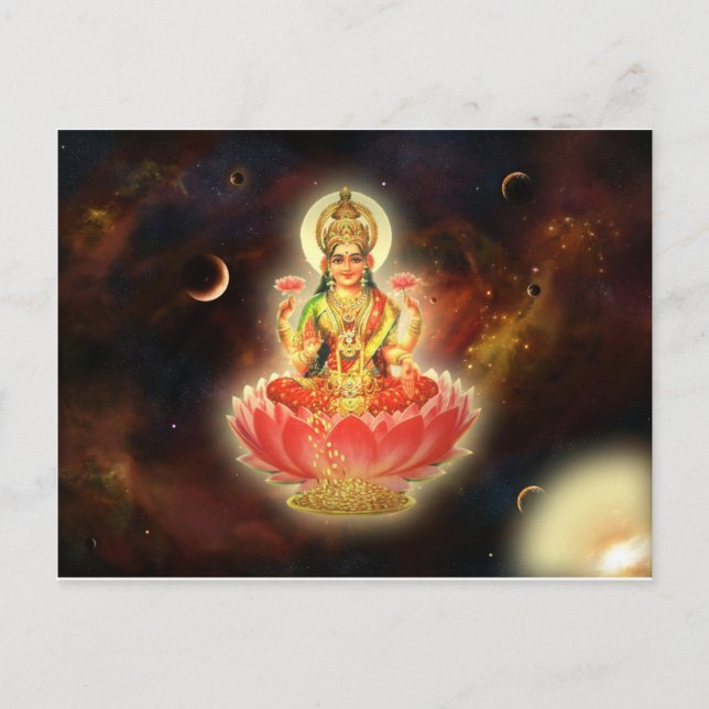 Carte Postale Maa Maha Lakshmi Devi Laxmi Déesse de la richesse (Devant)