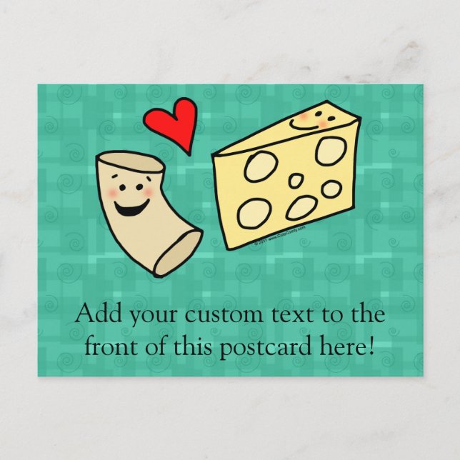 Carte Postale Mac aime Fromage, Funny Cute Macaroni + Fromage (Devant)