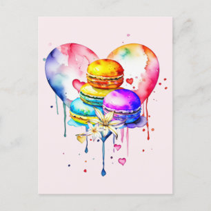 Carte Postale Macarons aquarelles