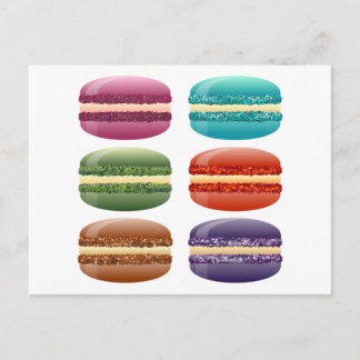 Carte Postale macarons arc-en-ciel