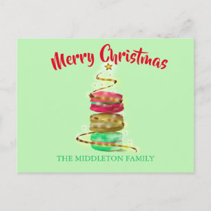 Carte Postale Macarons couleur or de Noël
