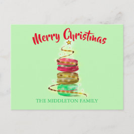 Carte Postale Macarons couleur or de Noël