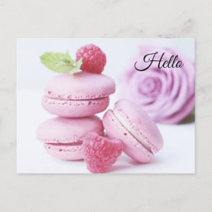 Carte Postale Macarons framboises roses Pâtisserie française Pho