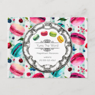 Carte Postale Macarons Pâtisserie française en aquarelles sur me
