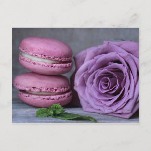 Carte Postale Macarons roses Purple Rose Pâtisserie française Ca