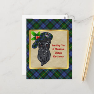 Carte postale MacEwen Clan Badge & Tartan Christma