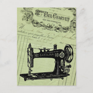 Carte Postale Machine à coudre vintage French Chic