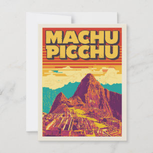 Carte Postale Machu Picchu Retro Style d'affiche de voyage
