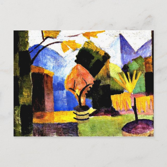 Carte Postale Macke - Jardin sur le lac Thun (Devant)