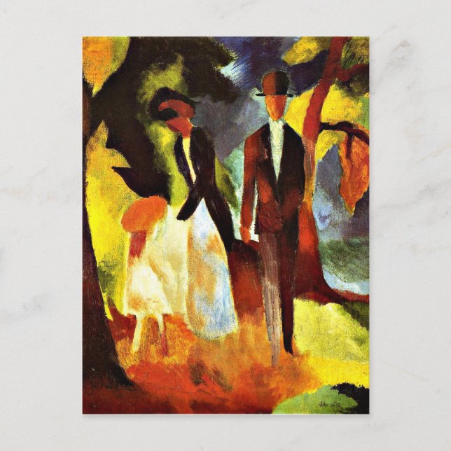 Carte Postale Macke - Les gens au bord du lac (Devant)