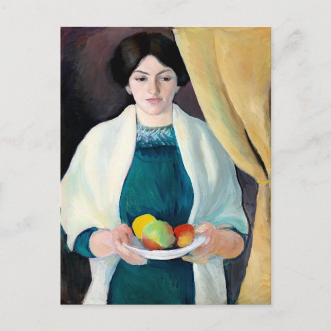 Carte Postale Macke - Portrait de la femme de l'artiste, (Devant)