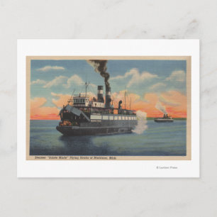 Carte Postale Mackinac, MI - Vue de Sainte Marie Steamer