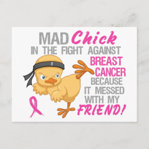 Carte Postale Mad Chick Messed Avec Ami 3 Cancer Du Sein