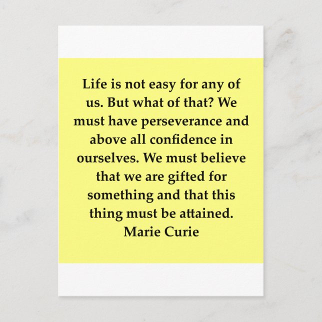 Carte Postale Madame Curie, je cite (Devant)