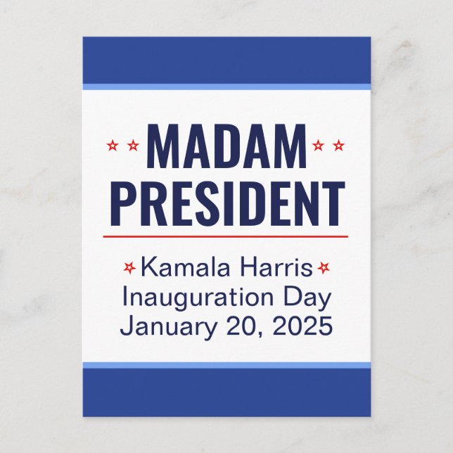 Carte Postale Madame la Présidente Kamala Harris Inauguration (Devant)
