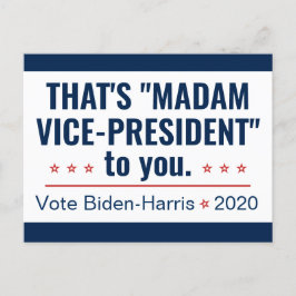 Carte Postale Madame la Vice-présidente Kamala Harris Biden 2020