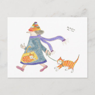 Carte Postale MadCatWoman va faire des emplettes