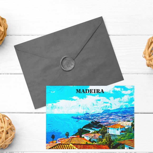 Carte Postale Madeira Portugal Panorama Illustration (madeira panorama view postcard)