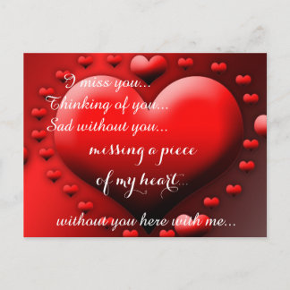 Carte Postale Mademoiselle Manquante Triste Coeur Solitaire Cass