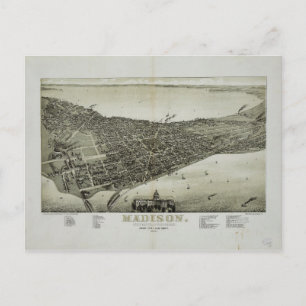 Carte Postale Madison, capitale de l'État du Wisconsin (1885)