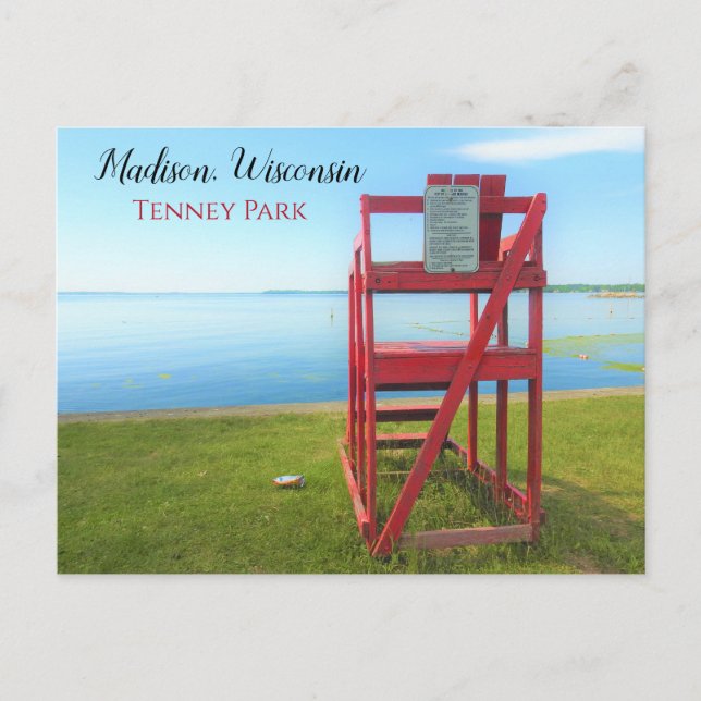 Carte Postale Madison, Wisconsin Tenney Park Red Lifeguard Chair (Devant)