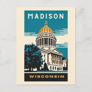 Carte Postale Madison, Wisconsin, Vintage du Capitole
