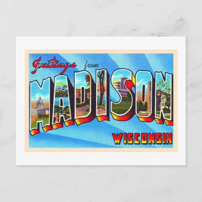 Carte postale Madison Wisconsin WI Vintage Grande  (Devant)