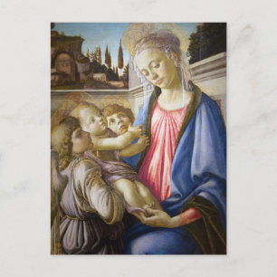 Carte Postale Madone et Enfant avec deux anges par Botticelli