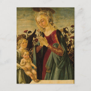 Carte Postale Madonna, Enfant et Ange de la Renaissance italienn