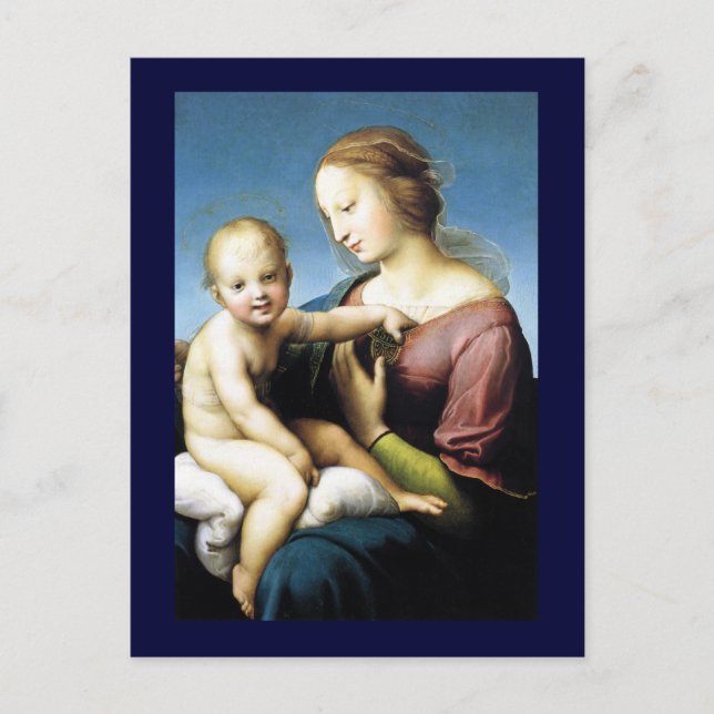 Carte Postale Madonna et Christ Child assis à l'extérieur (Devant)