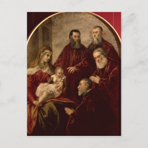 Carte Postale Madonna et enfant avec quatre hommes d'État