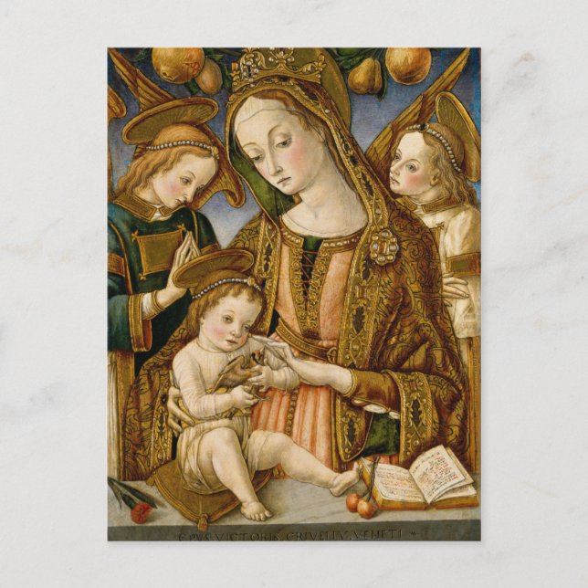 Carte Postale Madonna et l'enfant avec deux anges (Devant)