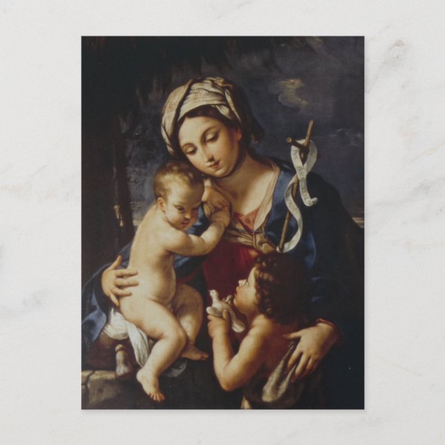 Carte Postale Madonna et l'enfant avec Saint Jean par Sirani (Devant)