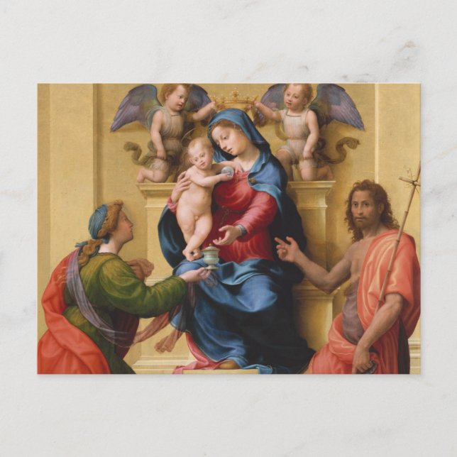 Carte Postale Madonna et l'enfant intronisés avec les saints Mar (Devant)