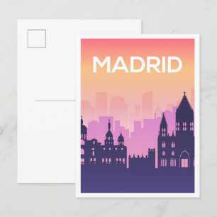 Carte Postale Madrid Espagne Art Travel Illustration