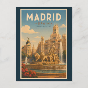 Carte Postale Madrid Espagne Fontaine Cibeles Illustration Voyag