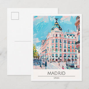 Carte Postale Madrid Espagne Illustration Artistique Voyage